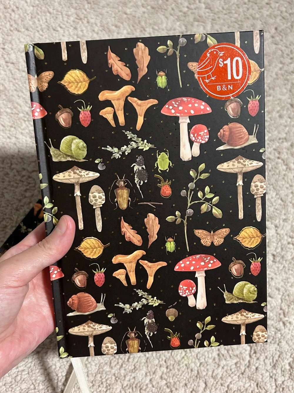 Barnes&Noble Hardcover Gold-Gilded Edge Woodland Mushroom Insects Journals 2Pcs